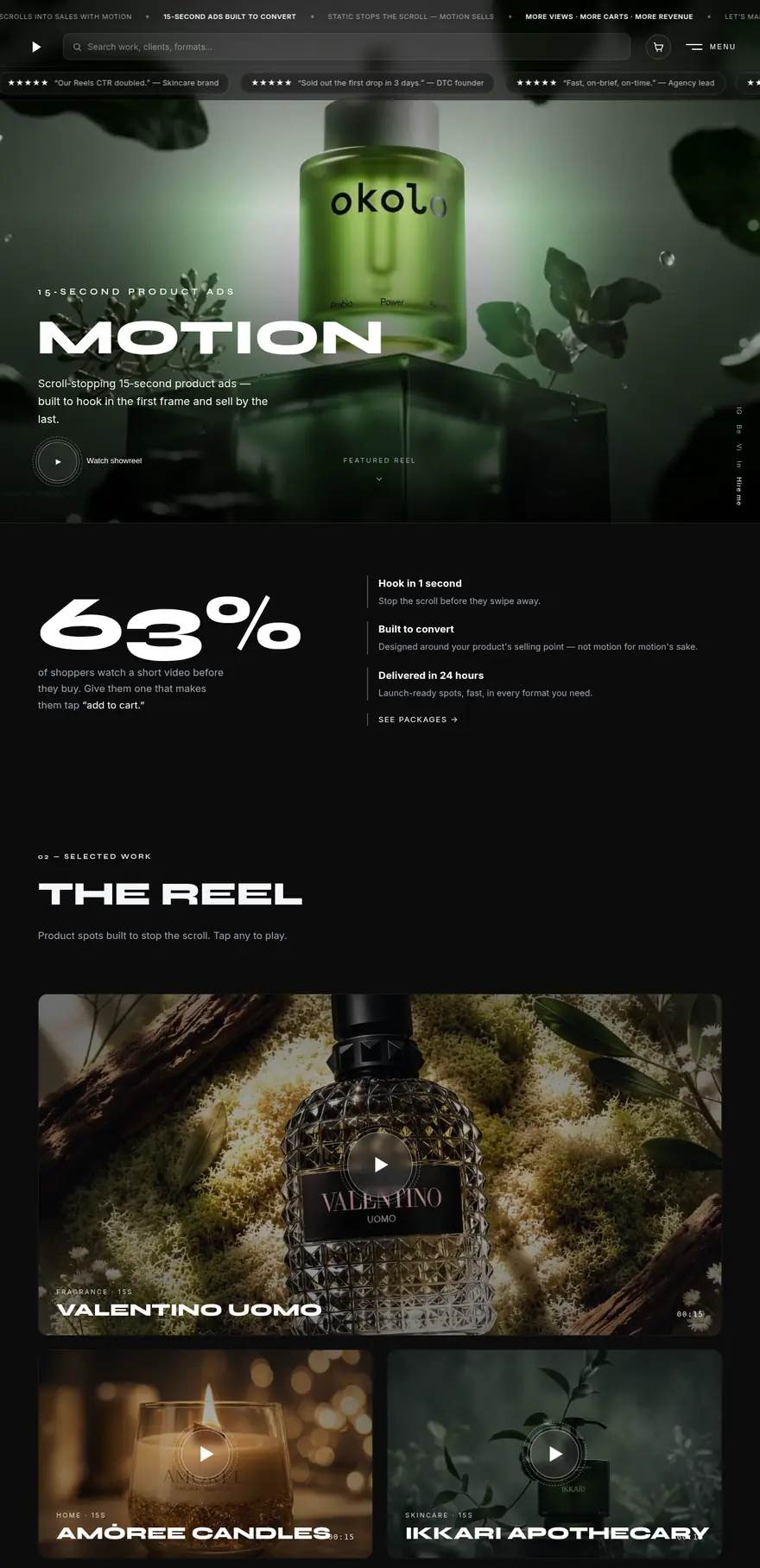 Danial Hyatt motion design site homepage